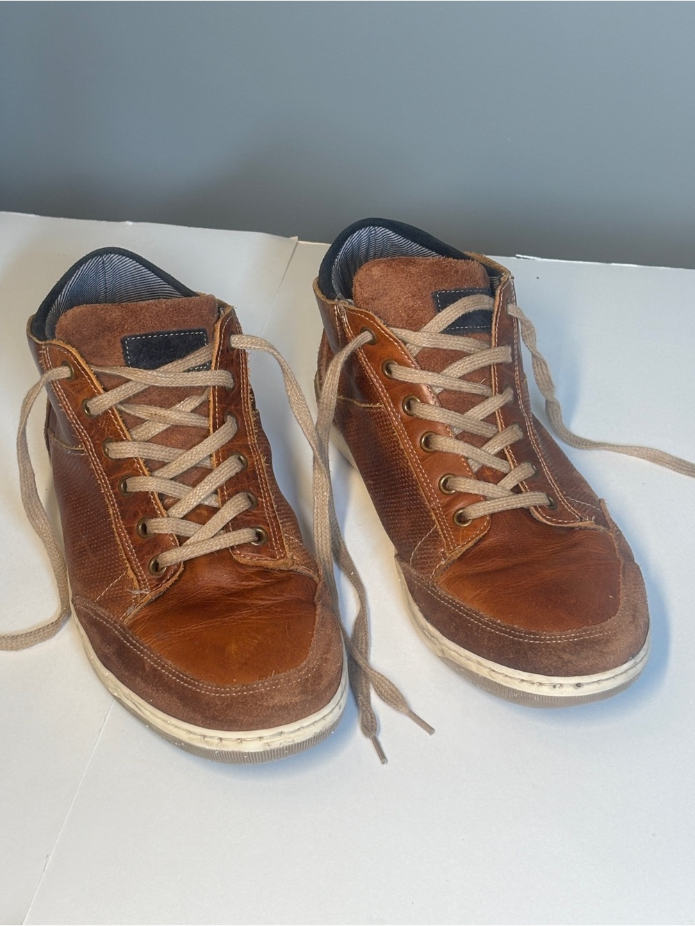Men's Brown Leather Lace-Up Sneakers